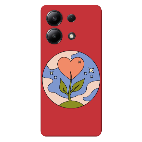 Xiaomi Redmi Note 13 4G Hearted Flower Red Colored Silicone TPU Θήκη