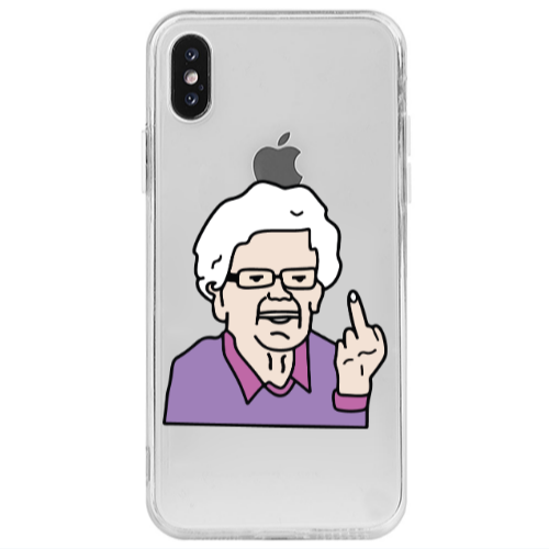 Apple iPhone X Crazy Granny Transparent Silicone TPU Θήκη