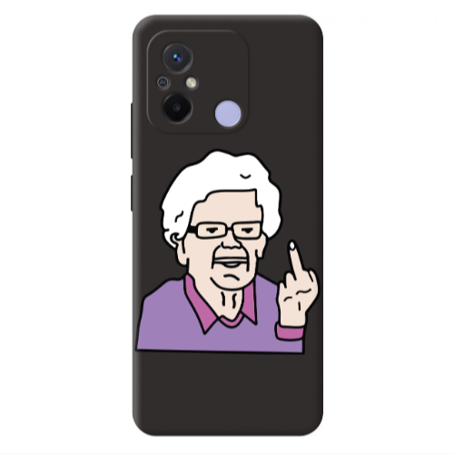 Xiaomi Redmi 12C Crazy Granny Black Colored Silicone TPU Θήκη