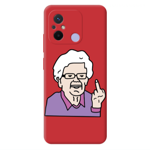 Xiaomi Redmi 12C Crazy Granny Red Colored Silicone TPU Θήκη
