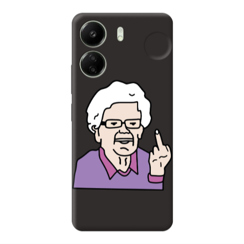 Xiaomi Redmi 13C Crazy Granny Black Colored Silicone TPU Θήκη