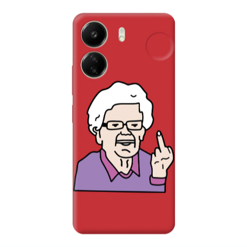 Xiaomi Redmi 13C Crazy Granny Red Colored Silicone TPU Θήκη