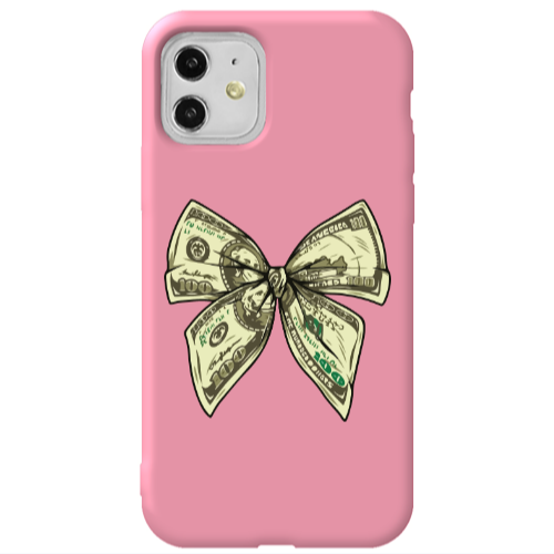 Apple iPhone 11  Bowtie Dollars Pink Colored Silicone TPU Θήκη