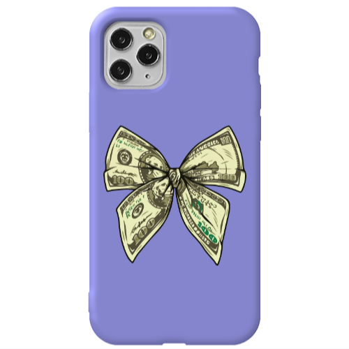 Apple iPhone 11 Pro Bowtie Dollars Purple Colored Silicone TPU Θήκη