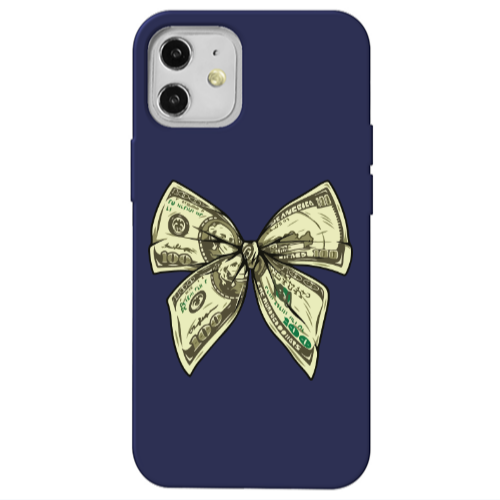 Apple iPhone 12 Bowtie Dollars Dark blue Colored Silicone TPU Θήκη