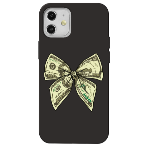 Apple iPhone 12 Bowtie Dollars Black Colored Silicone TPU Θήκη