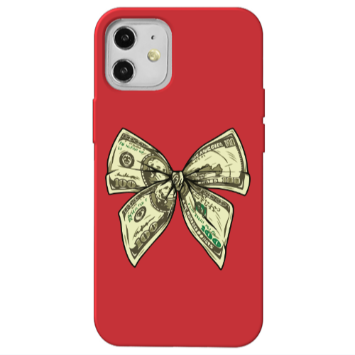 Apple iPhone 12 Bowtie Dollars Red Colored Silicone TPU Θήκη