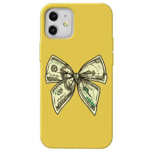 Apple iPhone 12 Bowtie Dollars Yellow Colored Silicone TPU Θήκη