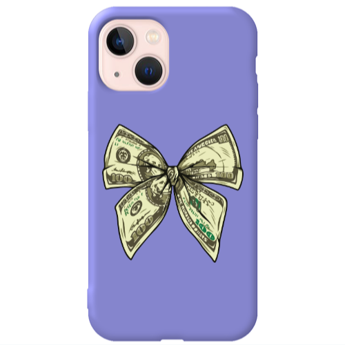 Apple iPhone 13 Bowtie Dollars Purple Colored Silicone TPU Θήκη