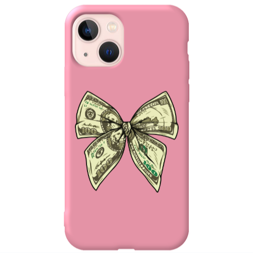 Apple iPhone 13 Bowtie Dollars Pink Colored Silicone TPU Θήκη