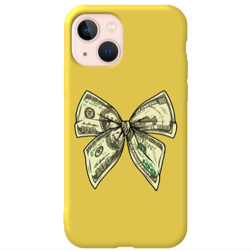 Apple iPhone 13 Bowtie Dollars Yellow Colored Silicone TPU Θήκη