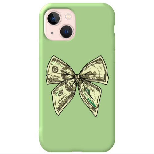 Apple iPhone 13 Bowtie Dollars Light Green Colored Silicone TPU Θήκη