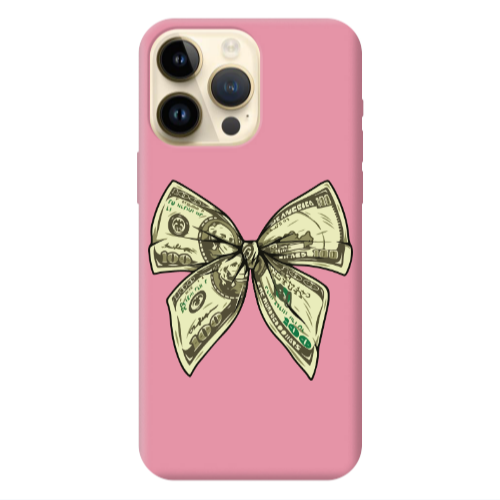 Apple iPhone 13 Pro Max Bowtie Dollars Pink Colored Silicone TPU Θήκη