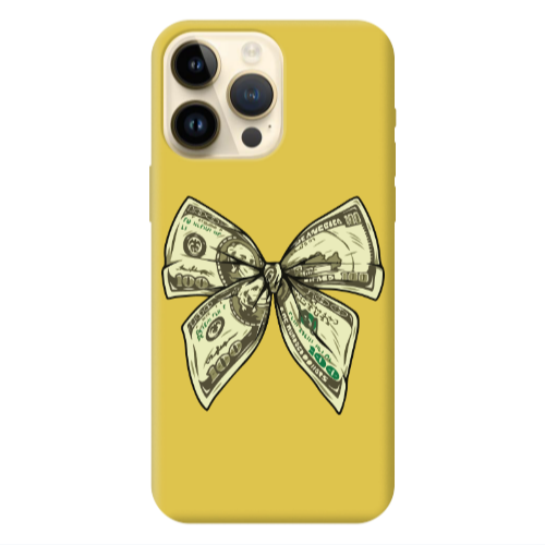 Apple iPhone 13 Pro Max Bowtie Dollars Yellow Colored Silicone TPU Θήκη