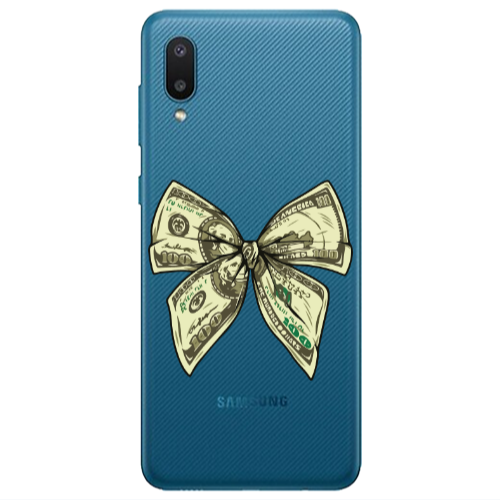 Samsung A02 Bowtie Dollars Transparent Silicone TPU Θήκη