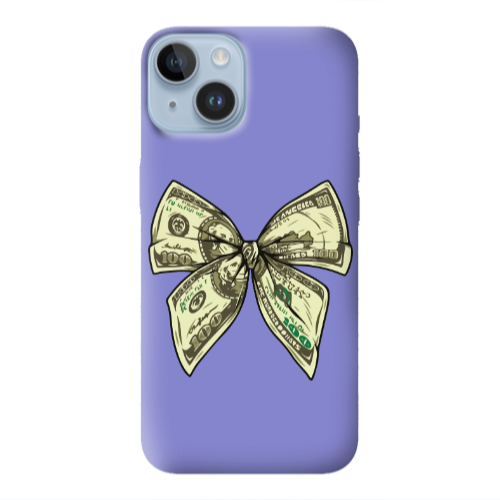 Apple iPhone 14  Bowtie Dollars Purple Colored Silicone TPU Θήκη