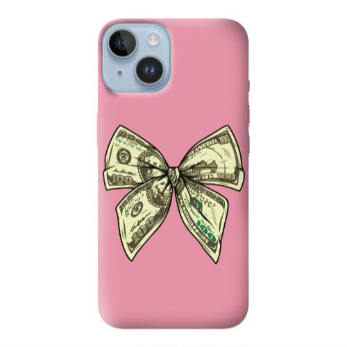 Apple iPhone 14 Plus Bowtie Dollars Pink Colored Silicone TPU Θήκη