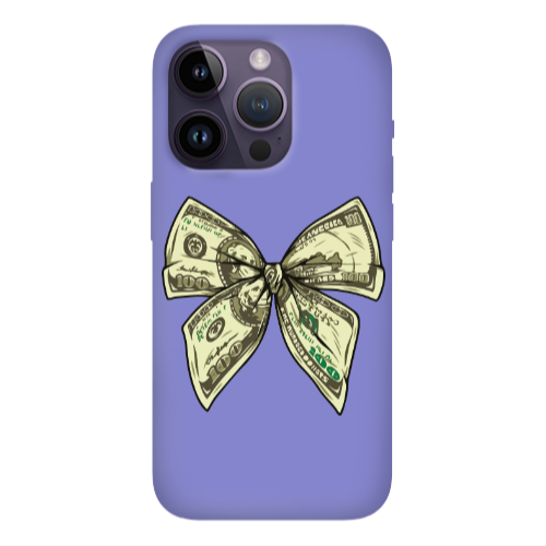 Apple iPhone 14 Pro  Bowtie Dollars Purple Colored Silicone TPU Θήκη