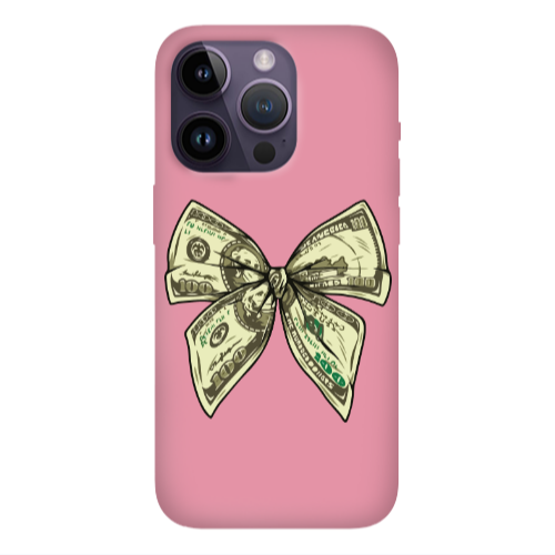 Apple iPhone 14 Pro  Bowtie Dollars Pink Colored Silicone TPU Θήκη