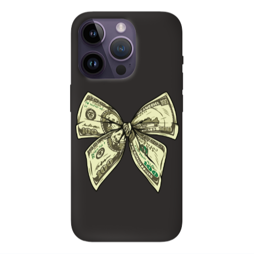 Apple iPhone 14 Pro Max Bowtie Dollars Black Colored Silicone TPU Θήκη