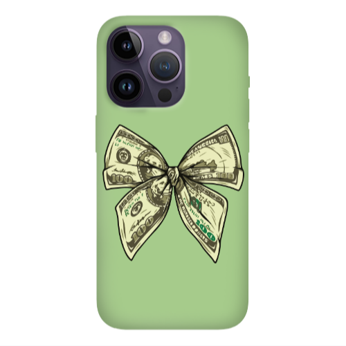 Apple iPhone 14 Pro Max Bowtie Dollars Light Green Colored Silicone TPU Θήκη