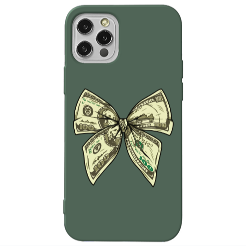 Apple iPhone 13 Pro Bowtie Dollars Dark Green Colored Silicone TPU Θήκη