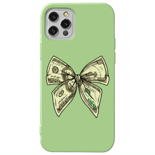 Apple iPhone 12 Pro Max Bowtie Dollars Light Green Colored Silicone TPU Θήκη