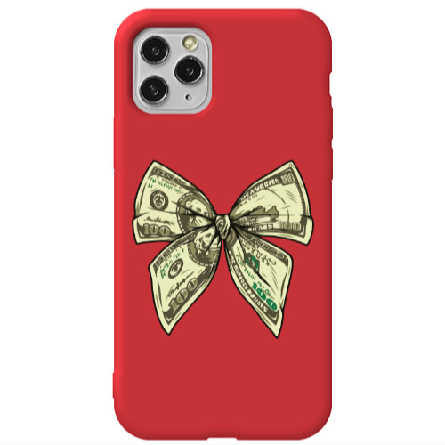 Apple iPhone 11 Pro Max Bowtie Dollars Red Colored Silicone TPU Θήκη