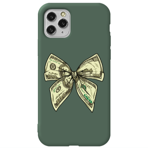 Apple iPhone 11 Pro Max Bowtie Dollars Dark Green Colored Silicone TPU Θήκη