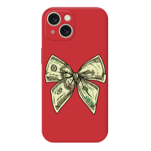 Apple iPhone 15 Bowtie Dollars Red Colored Silicone TPU Θήκη