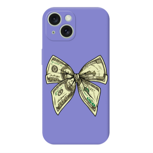 Apple iPhone 15 Plus Bowtie Dollars Purple Colored Silicone TPU Θήκη