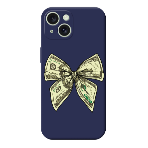Apple iPhone 15 Plus Bowtie Dollars Dark blue Colored Silicone TPU Θήκη