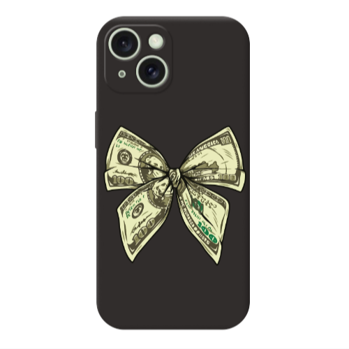Apple iPhone 15 Plus Bowtie Dollars Black Colored Silicone TPU Θήκη