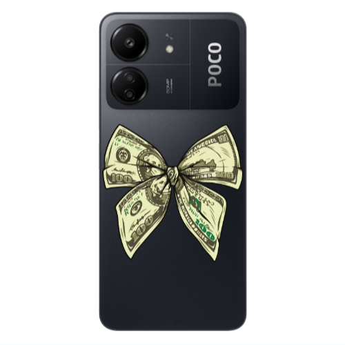 Xiaomi Poco C65 Bowtie Dollars Transparent Silicone TPU Θήκη