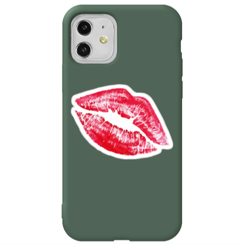 Apple iPhone 11  Drooling Tongue Dark Green Colored Silicone TPU Θήκη