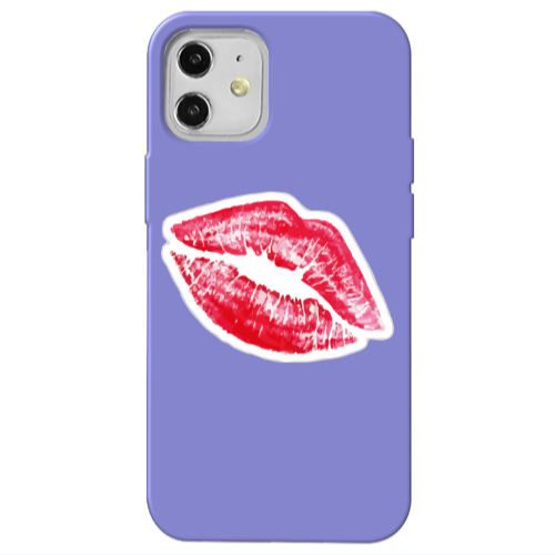 Apple iPhone 12 Drooling Tongue Purple Colored Silicone TPU Θήκη