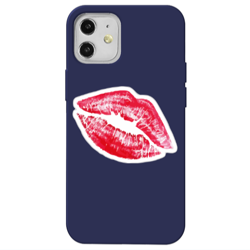 Apple iPhone 12 Drooling Tongue Dark blue Colored Silicone TPU Θήκη