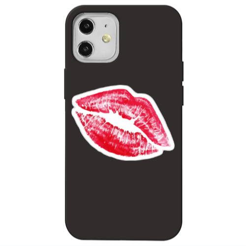 Apple iPhone 12 Drooling Tongue Black Colored Silicone TPU Θήκη