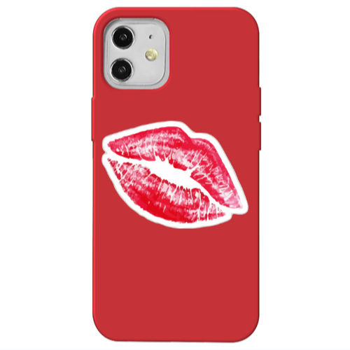 Apple iPhone 12 Drooling Tongue Red Colored Silicone TPU Θήκη