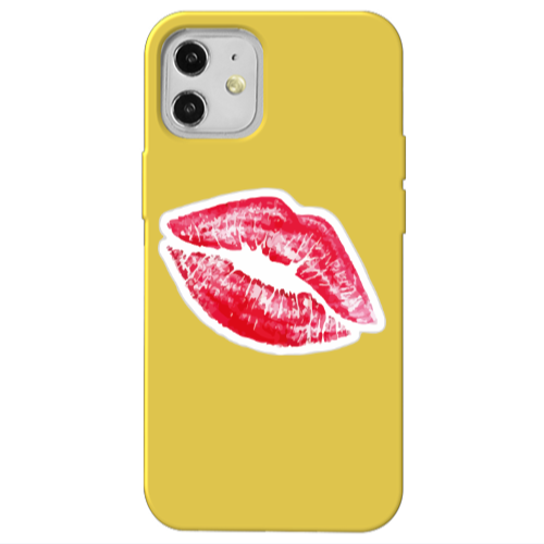Apple iPhone 12 Drooling Tongue Yellow Colored Silicone TPU Θήκη