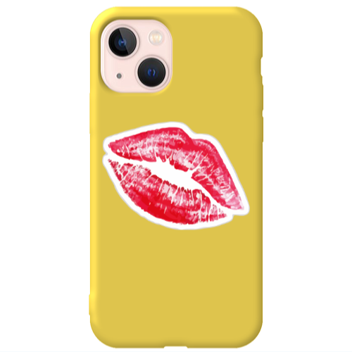 Apple iPhone 13 Drooling Tongue Yellow Colored Silicone TPU Θήκη