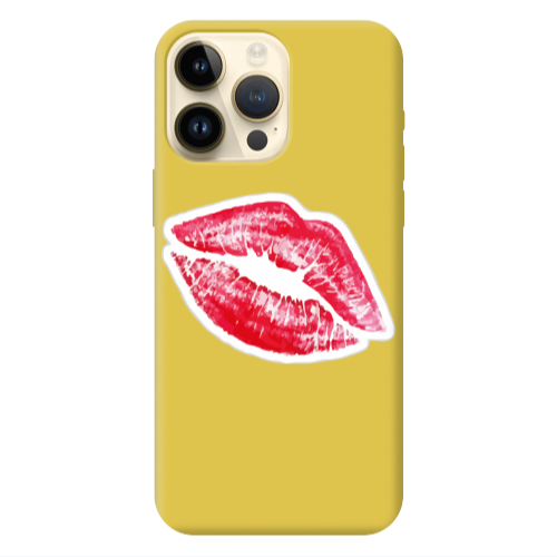 Apple iPhone 13 Pro Max Drooling Tongue Yellow Colored Silicone TPU Θήκη