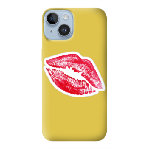 Apple iPhone 14 Plus Drooling Tongue Yellow Colored Silicone TPU Θήκη