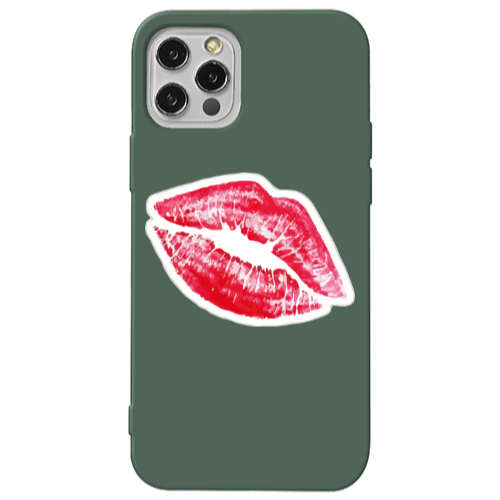 Apple iPhone 13 Pro Drooling Tongue Dark Green Colored Silicone TPU Θήκη