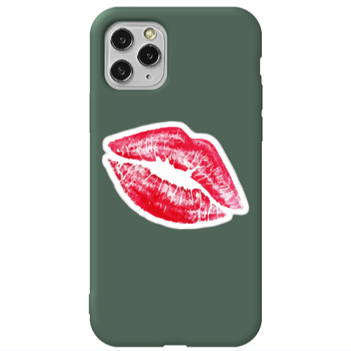 Apple iPhone 11 Pro Max Drooling Tongue Dark Green Colored Silicone TPU Θήκη