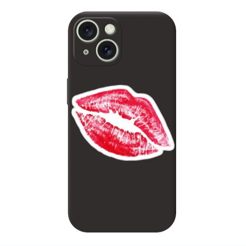Apple iPhone 15 Drooling Tongue Black Colored Silicone TPU Θήκη