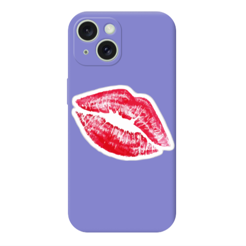 Apple iPhone 15 Plus Drooling Tongue Purple Colored Silicone TPU Θήκη