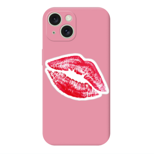 Apple iPhone 15 Plus Drooling Tongue Pink Colored Silicone TPU Θήκη