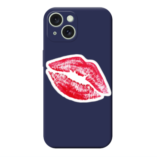 Apple iPhone 15 Plus Drooling Tongue Dark blue Colored Silicone TPU Θήκη
