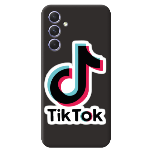 Samsung A54 Tik Tok Black Colored Silicone TPU Θήκη